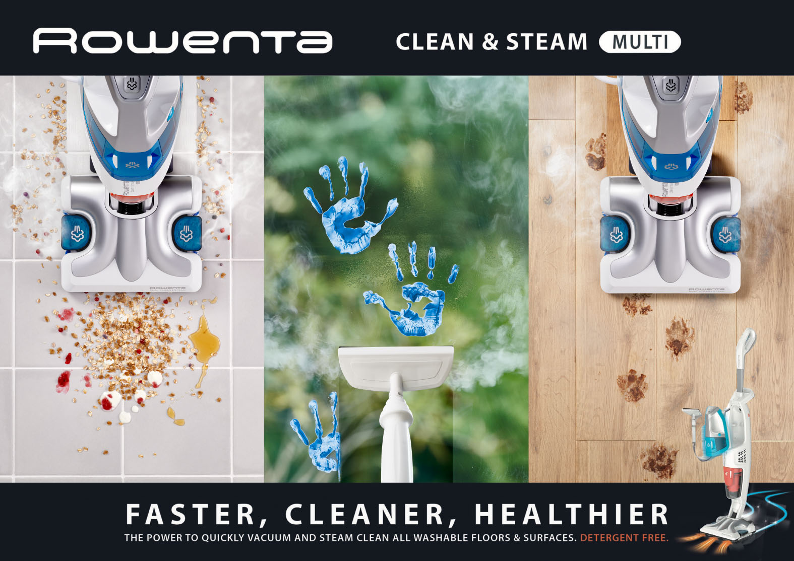Key visual Rowenta Clean & Steam par Julien Bouvier