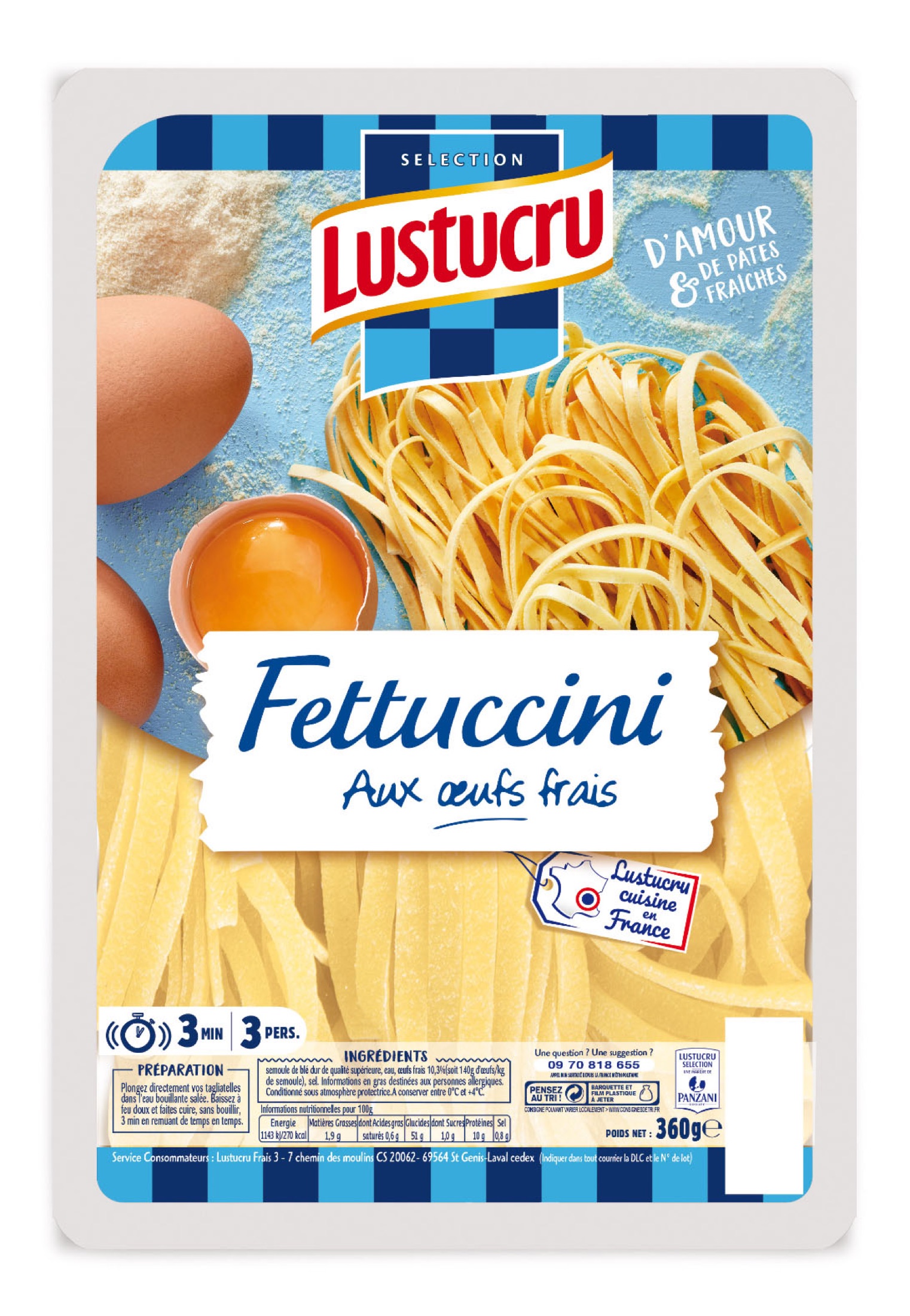 Packaging Lustucru fettuccini par Julien Bouvier