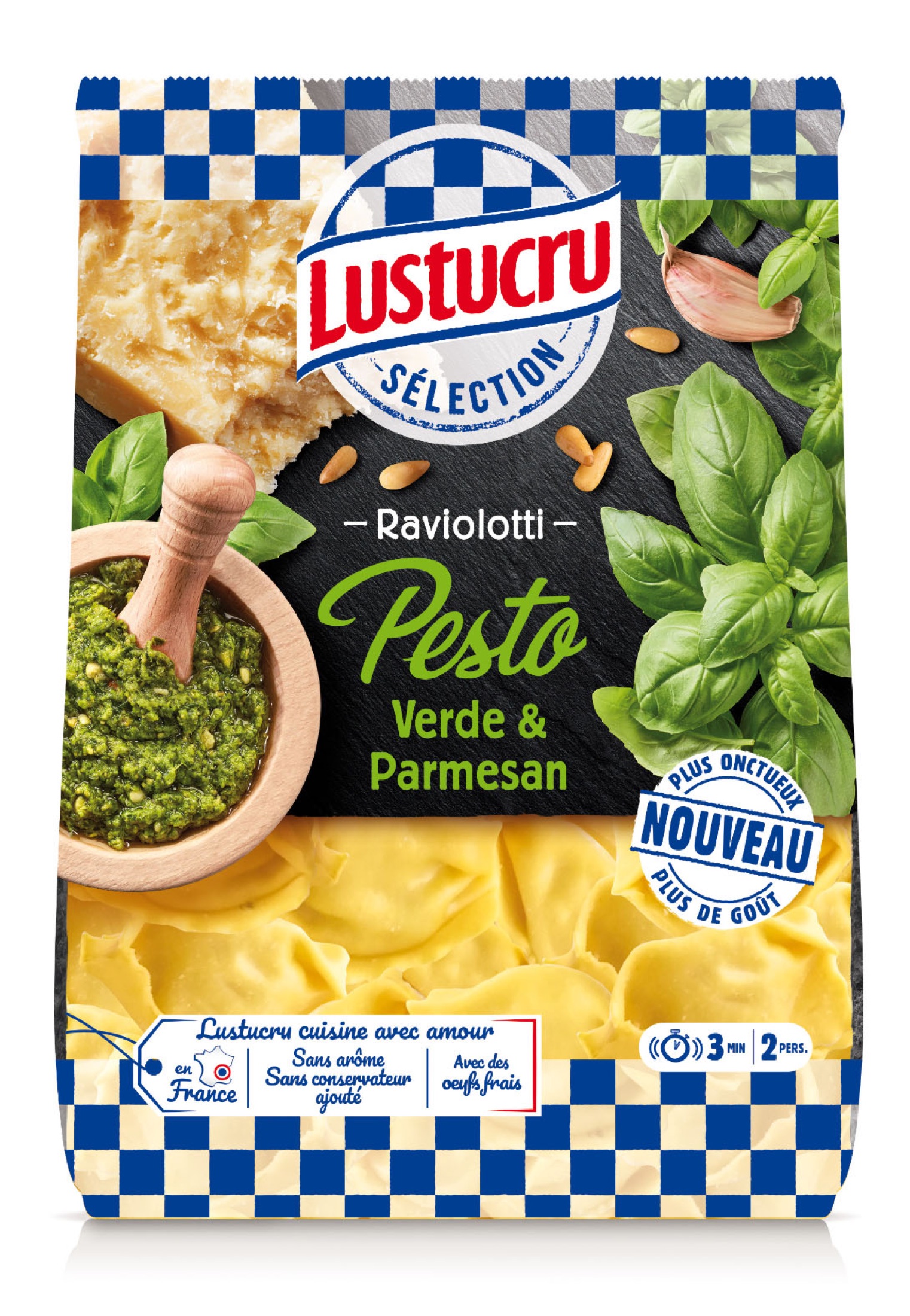 Packaging Lustucru pesto verde par Julien Bouvier