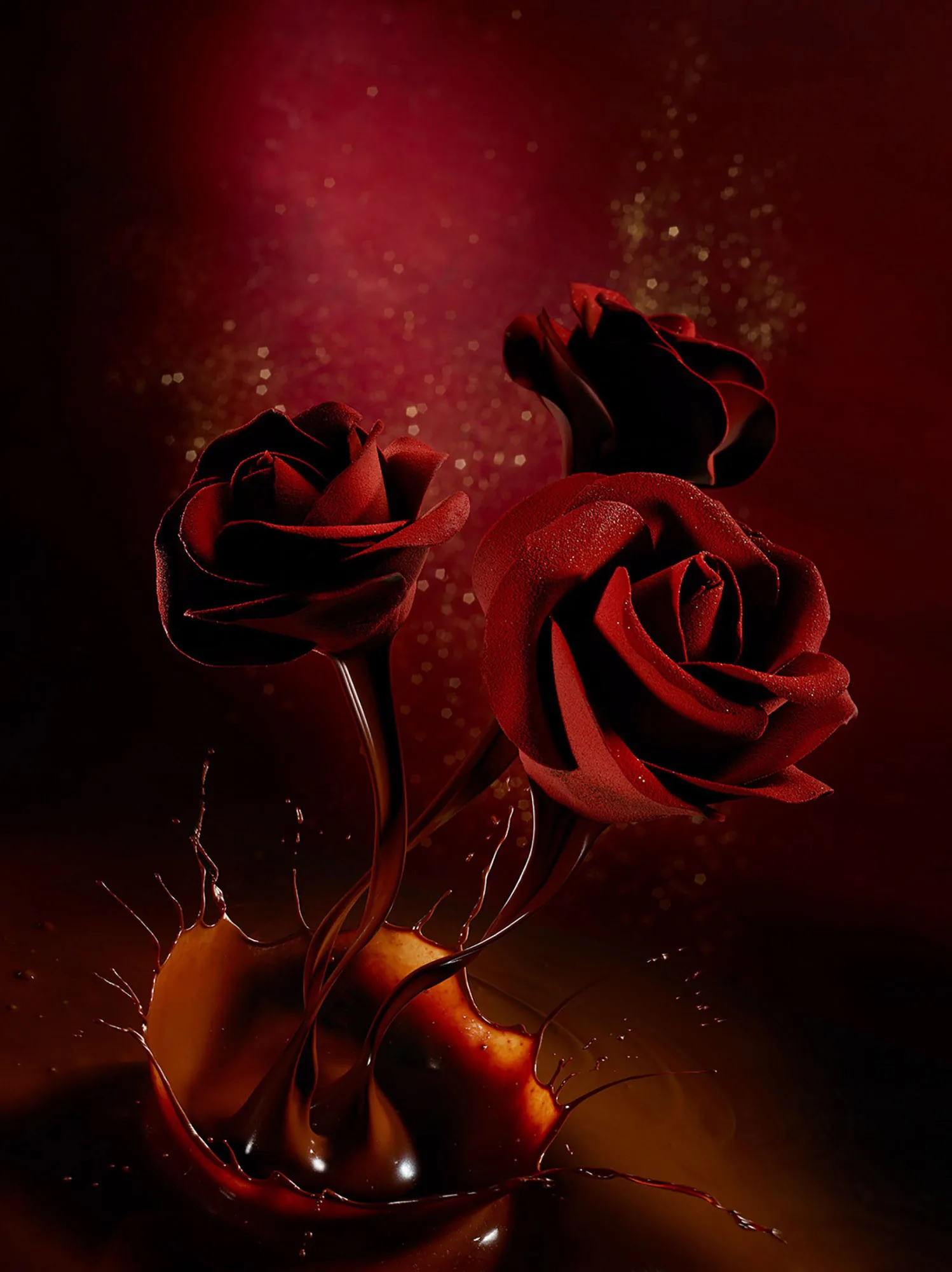 Roses en chocolat, photographie d'ambiance en studio à Lyon par Julien Bouvier
