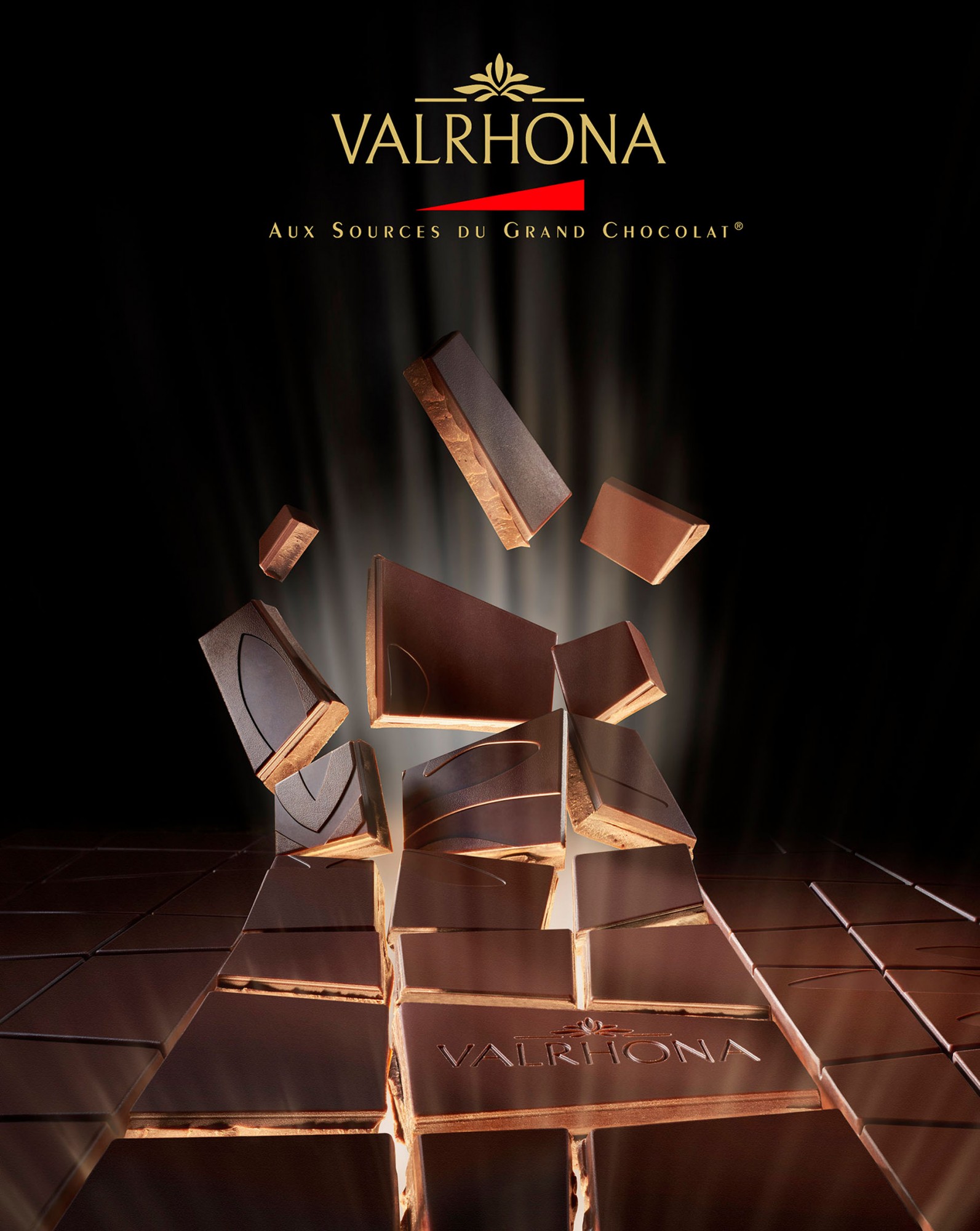 Tablette de chocolat Valrhona, photographie en studio à Lyon par Julien Bouvier